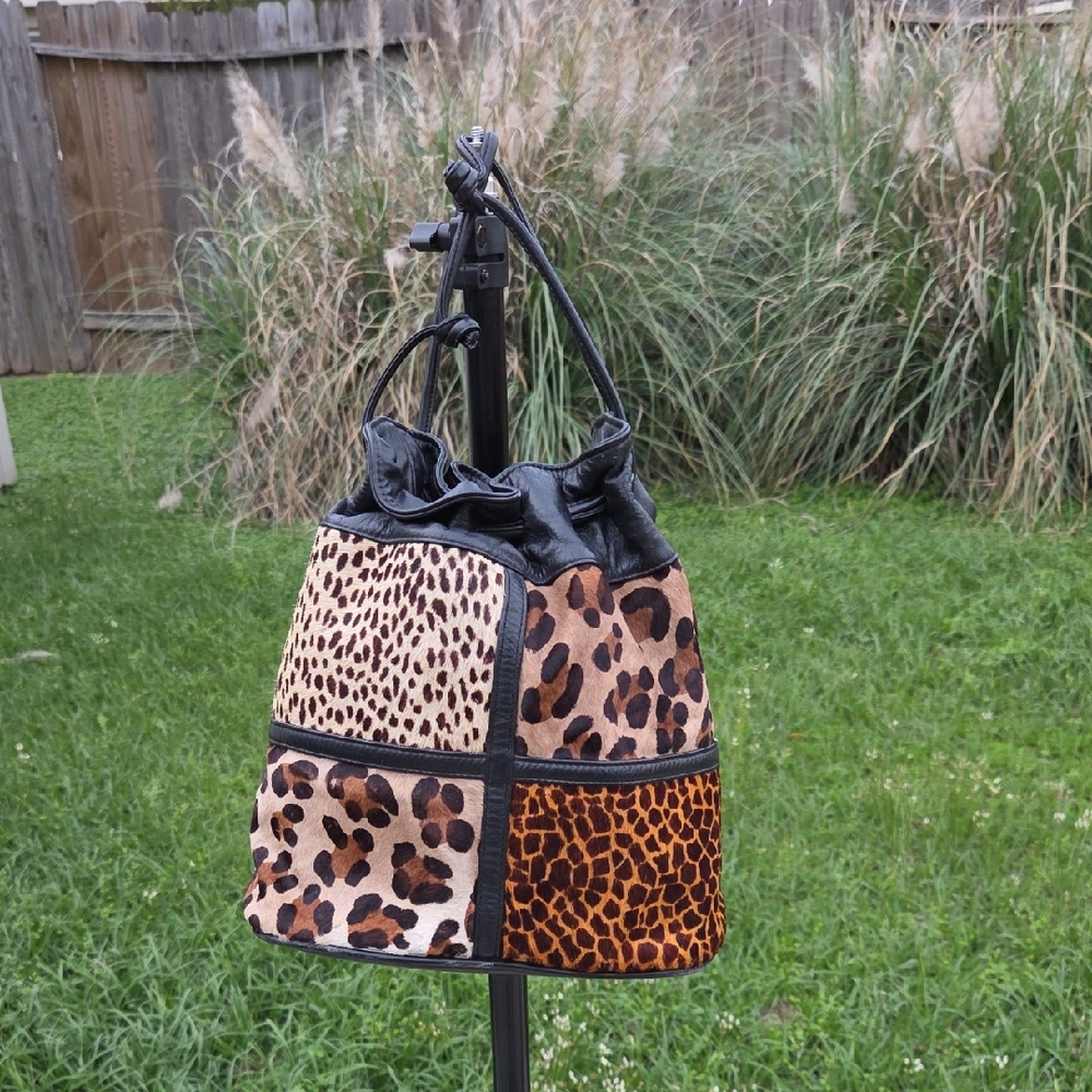 SAMIR Patchwork Bucket Bag 100% Leather